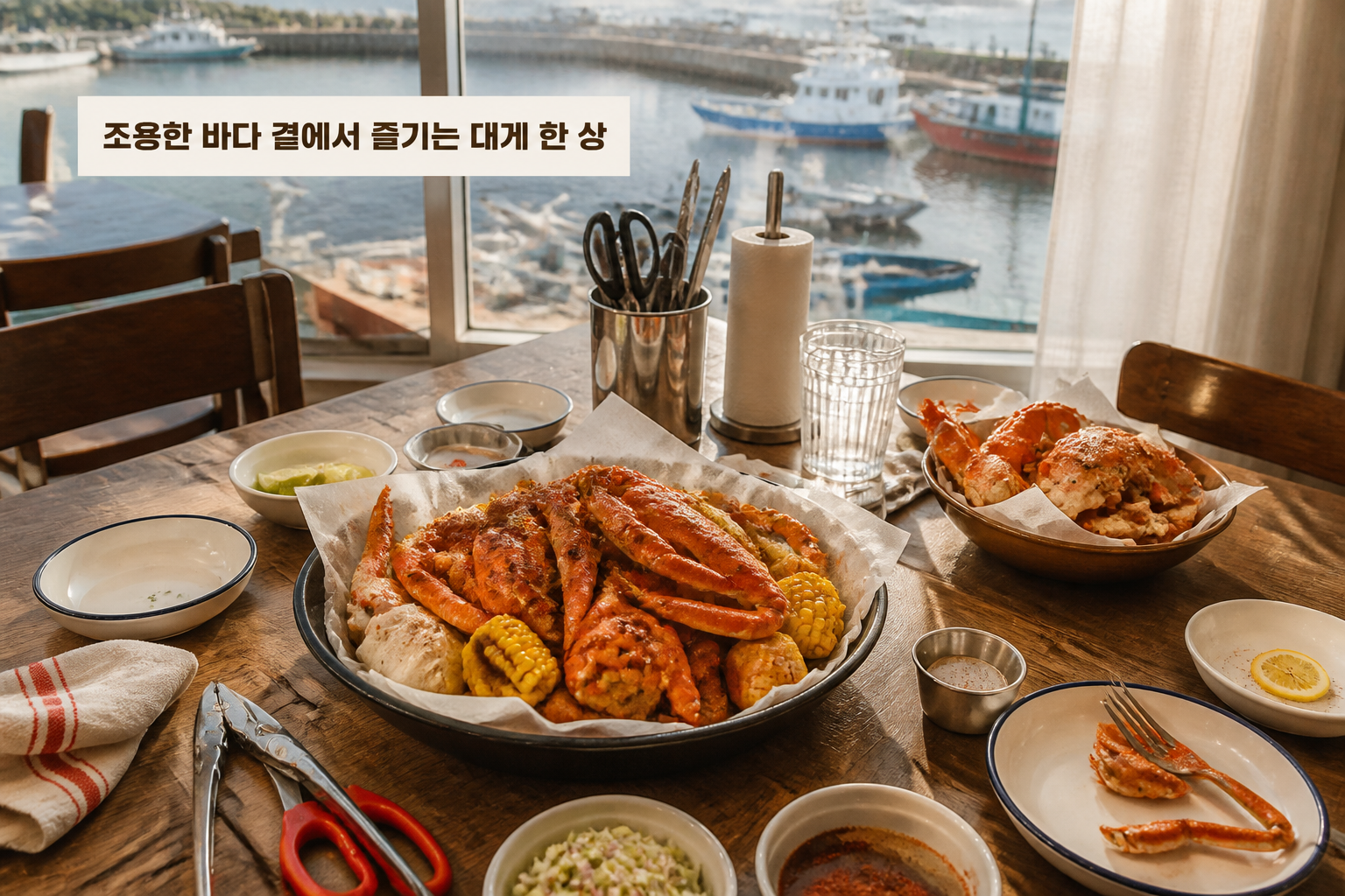 동명항 근처 대게 식당의 조용한 분위기