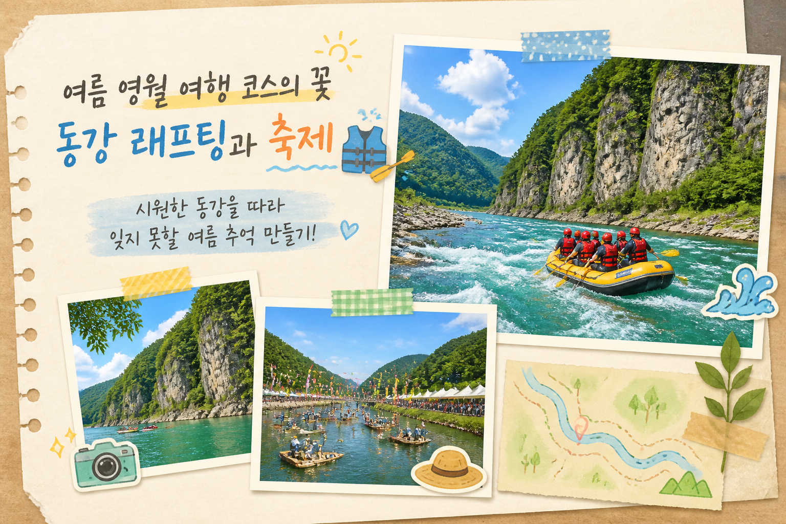 여름 영월 여행 코스의 꽃 동강 래프팅과 축제